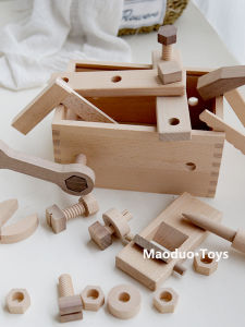Realistic Wooden Tool Box Toy for Boys Improving Coordination