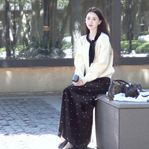 CHANGTONG | Bộ Áo Sweater và Chân Váy Đốm Phong Cách Hàn Quốc Trẻ Trung