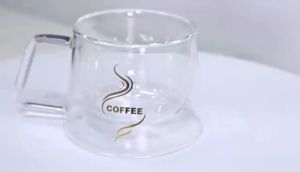 BizHome ถ้วยกาแฟ แก้วคู่บอโลซิลิเกต สกรีนอักษร coffee แก้วเป่าสองชั้น coffee cup