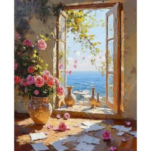 40x50cm By Number Flowers Kits Handpainted DIY Drawing Picture By Number For Adults On Canvas Home Decor