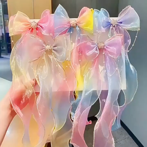 Ribbon Bow Hair Clip ✨ 长飘带蝴蝶结发夹 Klip Rambut Kanak-Kanak Perempuan Aksesori Rambut Reben Panjang Comel Children Kids Girl Princess Hair Pin Hair Accessories