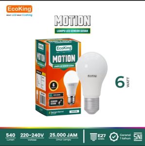 ECOKING LAMPU LED MOTION SENSOR GERAK 6W 6 WATT CAHAYA PUTIH SNI BAGUS KUALITAS TERJAMIN