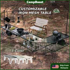 CampBoost Iron Steel Mesh Camping Table Storage Rack Picnic Outdoor Foldable Table