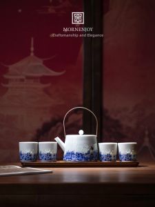 mornenjoy | Elegant Premium Porcelain Tea Set Jingdezhen Blue and White