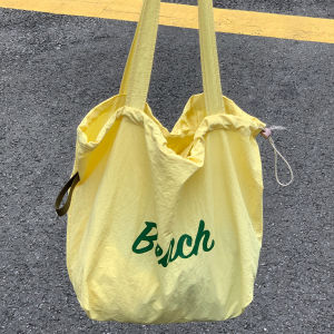 Summer Beach Canvas Bag Womens Korean Style Lazy Lightweight Nylon Waterproof Bag Versatile Single Shoulder Commuter Womens Bag