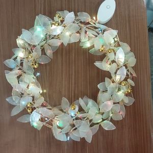 JolliCart 1Pc Capiz Christmas Wreath/ Decor with Lights