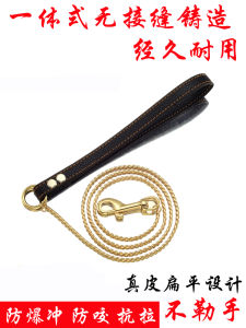 Stainless Steel Gold Plated Dog Leash Pet Necklace Traction Rope Golden Retriever Neck Strap Anti Bite Dog Chain Walking Harness
