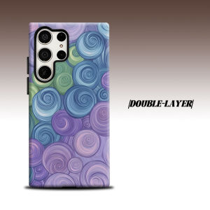 purple blue green spiral For Samsung Galaxy S26 S25 S24 A56 A36 Dual Layer Luxury Fashion Full Lens Protective Case