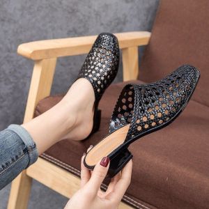 WtMei Beach Slippers Outerwear Women Summer Mid Heel Fashion Outdoor Korean Style Thickened Womens Slippers Non-slip