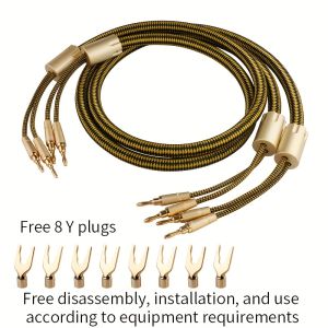 YYTCG | YYTCG One Pair HIFI Speaker Audio Cable High-End Stereo Amplifier Cable 7N OCC silvery plating Wire core Replaceable Y plug