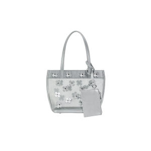 ECODAY | Transparent Floral Decor Mesh Handbag