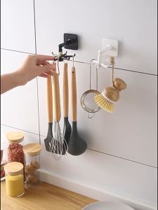 360-degree rotatable hooks six claws kitchen storage wall hanging no-hole non-marking hangers