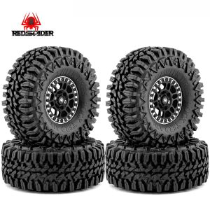 RED SPIDER 4Pcs 1.9 Beadlock Wheel Aluminum and 1.9 RC Crawler Tires for traxxas TRX4 Axial SCX10 II III Redcat Gen 8