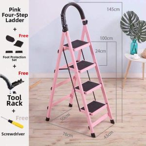 Foldable Telescopic Carbon Steel Step Ladder