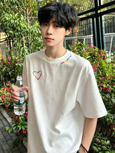 OUMULONG | Summer Mens Fashion Straight Shoulder T-shirt