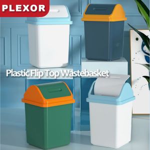 Plexor 10L/12L nhà nhựa lật Top wastebasket với nắp phòng tắm Thùng rác với kín mùi miễn phí Nắp PP Thùng rác rác giỏ đựng giấy hộ gia đình công suất lớn Thùng rác tiết kiệm không gian Kiểm soát mùi