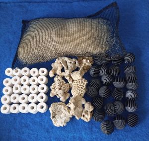 Paket media filter aquarium 4 in 1 jaring nelayanbioringbioball karang jahe