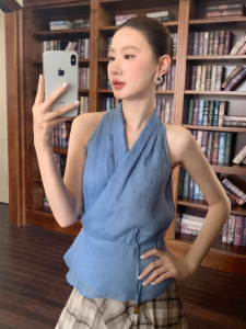 XXNING | Áo Tank Top Linen Elegance Ôm Sát Cổ Dây Kéo