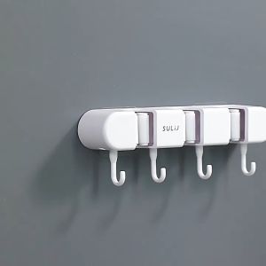 Punch-Free Broom Hanger Mop and Broom Holder Broom Organizer Grip Clips Wall Mounted Storage Rack With Hook