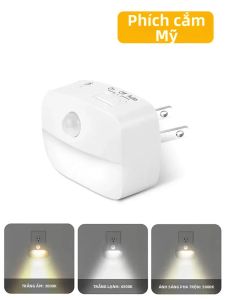 Đèn LED Cảm Biến Chuyển Động Dưới Tủ - Đèn Ngủ Có Phích Cắm US/EU Cho Nhà Bếp Phòng Ngủ Hành Lang Cầu Thang Tủ Phòng Chứa Đồ - Có 3 Màu