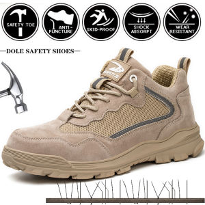 Work safety shoes with plastic toe anti smashing and puncture resistant indestructible mens safety boots Kevlar insole suede leather upper insulation protection work sports shoes