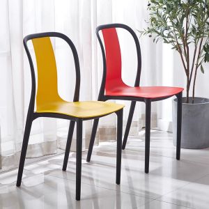 Modern Simple Designer Dining Chair Home Use Thick Plastic Chair with Backrest for Office Leisure PVC Material Non-Rotatable