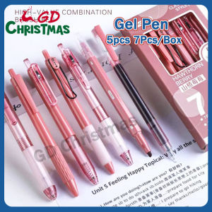 5Pcs 7Pcs/box Retractable Pen 0.5mm Black Ink ballpen gel pen Office Supplies Kids Stationery Gift
