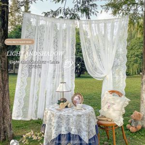 YANYANGTIAN | French Lace Countryside Style Curtain No-drill Installation Adjustable Rod