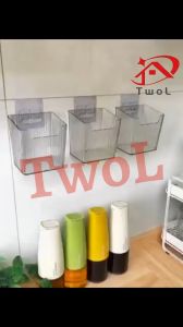 TWOL 1pcs Wall-mounted transparent storage box self-draining multi-purpose kitchen bathroom storage rack