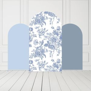 Blue Flower Birthday Party Archway Background Cover for Baptizing Childrens Baby Shower Decoration Photography Background