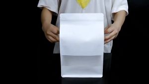 (1 Pcs) Standing Pouch Flat Bottom Craft Windows Putih 10 x 20 | Kemasan Kopi Snack | Kemasan Paper Ziplock Windows Putih