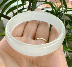 Vòng tay cẩm thach bản hẹ trắng sữa thiên nhiên vân đẹp Ni 50-Ni 53hình thực tế DKT SILVER