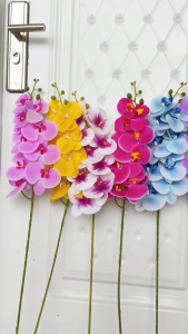 Bunga Anggrek Latex Artificial - Bunga Anggrek Latex Premium -Dekorasi bunga Hias - Anggrek Latex Batang Kuning