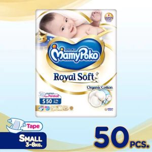 MamyPoko Royal Soft Tape Diaper Small S 50pcs 3-8kg Organic Cotton Baby Diaper Japan Quality