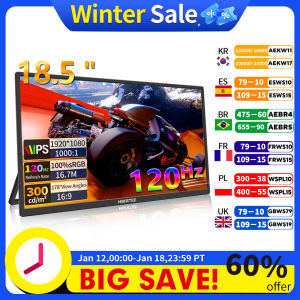 HGFRTEE 18.5" Full HD Portable Monitor Computer Gaming Display 120Hz 100%sRGB With Dual Speakers VESA For PC Laptop Xbox Switch