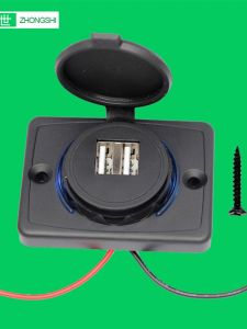 Double USB Flip Cover LED Indicator Light Car Modification A0635 Square Shape Vehicle Accessories Electric Motorcycle Cigarette Lighter