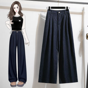 Loose Wide Leg Jeans Womens Spring New Arrival Casual Floor-Length Straight Cut Loose Fit High Waist Blue Denim Trousers