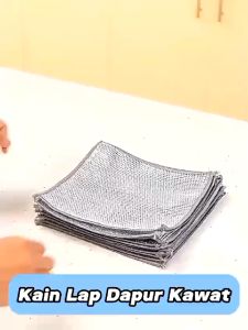 Kain Lap Dapur Kawat 2 Sisi Spons Cuci Piring Jaring Halus Serbet Membersihkan Noda Kerak Panci Wajan Wastafel Sikat Kompor Serbaguna