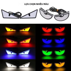 2 Đèn LED Xe Máy Mắt Quỷ Hình Bán Nguyệt/Tam Giác Đèn Hậu Động Mini Đèn Xi-nhan Ô Tô 6000K 12V