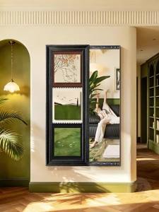 HAOJIUBUJIAN | Vintage Style Decorative Full Body Mirror Sliding Concealable Flip-open
