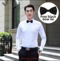 Wedding Tuxedo Shirt Long Sleeve White Dress Shirt Formal Suit Groomsmen Clothing Summer Fashionable Youth Polyester Fiber. 