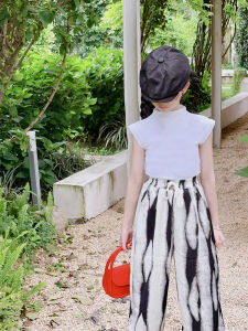 Korean Style Short Sleeve T-Shirt for Girls Half High Collar Dance Sport Slim Fit Pure Color Summer Children Outerwear Top