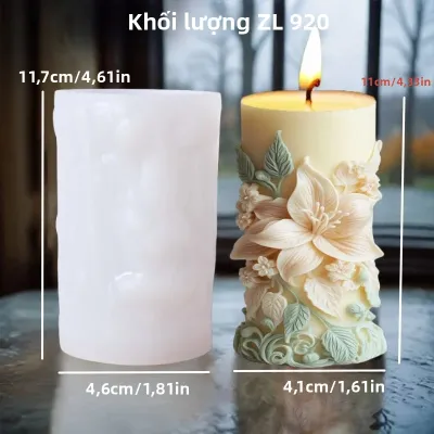 Khuôn Silicon Hình Trụ Hoa Loa Kèn 3D Nổi Dùng Làm Nến Khuôn Nhựa Resin Khuôn Thạch Cao Khuôn Hoa Hình Trụ Không Bao Gồm Hoa Mẫu Đơn