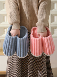 รองเท้าแตะบ้านผ้าฝ้ายกันลื่นพื้นนุ่มสำหรับฤดูใบไม้ร่วงและฤดูหนาว รองเท้าแตะสำหรับผู้ชายและผู้หญิง รองเท้าสวมใส่สบายในบ้าน