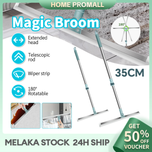 35CM Floor Silicone Broom Telescopic 180°Degree Rotatable Toilet Bathroom Sweeping Floor Tile Mop Squeegee Wiper Cleaning Mop
