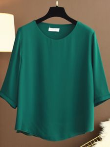 เสื้อเชิ้ตผ้าชีฟองแขนสั้นหลวมๆ สำหรับฤดูร้อน สำหรับคุณแม่ เสื้อคลุมท้อง ทรงหลวม ทรงเข้ารูป เสื้อผ้าทำงานสไตล์เกาหลี