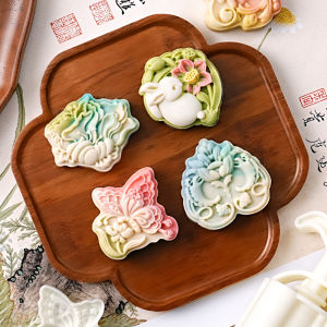 New 2025 High Mountain Stream Mooncake Ice Skin Green Bean Cake Chinese Style Pastry Hand Pressed Flower Shape Kitchen Baking Mold