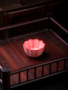 Small Size Porcelain Tea Cup Pink Crackled Pig Oil Freeze Owner Cup Petal Cup Vintage Chinese Style Single Lamp Drinking Cup