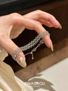 Handmade Double Row Silver Lace Bracelet Womens Stackable S925 Pure Silver Jewelry Gentle Personality Fashion Accessory