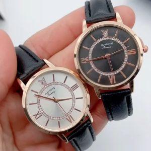 ของดีไซน็ นาฬิกาข้อมือผู้หญิง สายหนัง หน้าปัดกลม พร้อมกล่องแบรนด์